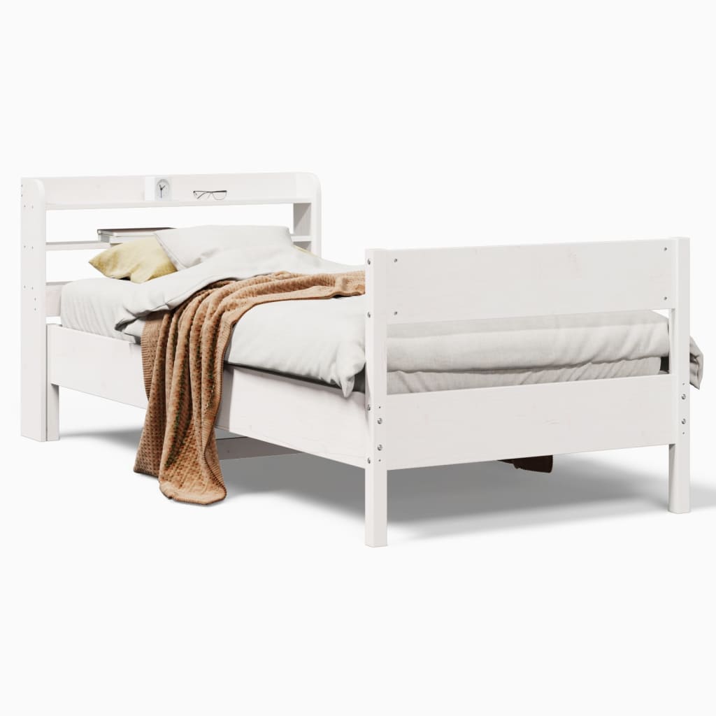 Bed Frame without Mattress White 100x200 cm Solid Wood Pine